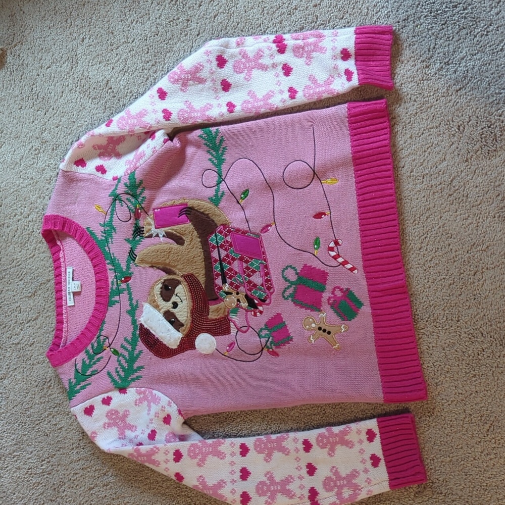 Holiday pink sweater sloath .